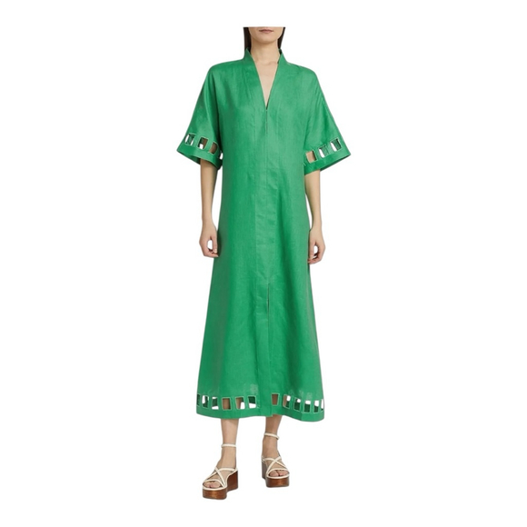 FIGUE Dresses & Skirts - Women's Figue Adelaide Green Cut-Out Linen Midi Size L***. No belt